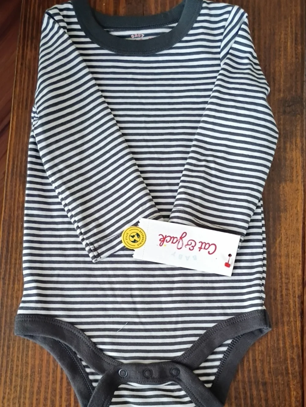 Cat & Jack Black and White Striped Long-Sleeve Bodysuit